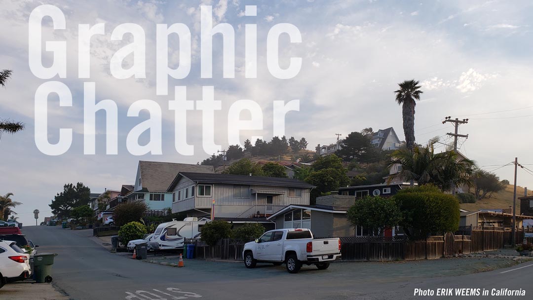 Click image to enlarge - Image of in California with houses and a tall palm In California with houses and a tall palm